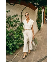 Antonio Melani x M.G. Style Page Woven Straight Leg Coordinating Pleated Ankle Pants