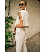 Antonio Melani x M.G. Style Page Woven Straight Leg Coordinating Pleated Ankle Pants