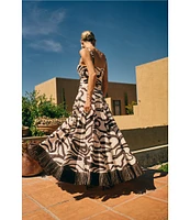 Antonio Melani x M.G. Style Somers Swirl Print Linen Blend Straw Trim Two Piece Set