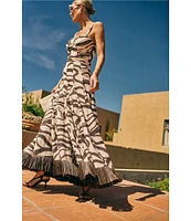 Antonio Melani x M.G. Style Somers Swirl Print Linen Blend Straw Trim Two Piece Set