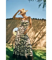 Antonio Melani x M.G. Style Somers Swirl Print Linen Blend Straw Trim Two Piece Set