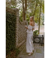 Antonio Melani x Style by Simkins Coordinating Lynn Linen Blend Off the Shoulder Short Sleeve Top