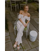 Antonio Melani x Style by Simkins Coordinating Lynn Linen Blend Off the Shoulder Short Sleeve Top