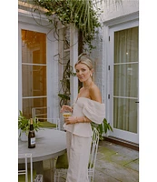Antonio Melani x Style by Simkins Coordinating Lynn Linen Blend Off the Shoulder Short Sleeve Top