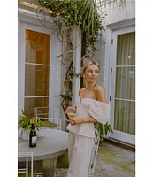 Antonio Melani x Style by Simkins Coordinating Lynn Linen Blend Off the Shoulder Short Sleeve Top