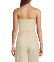 Antonio Melani x Style by Simkins Coordinating Sarah Linen Blend Rope Applique Sweetheart Neck Sleeveless Top