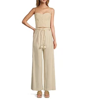 Antonio Melani x Style by Simkins Coordinating Sarah Linen Blend Rope Applique Sweetheart Neck Sleeveless Top