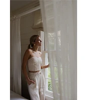 Antonio Melani x Style by Simkins Coordinating Sarah Linen Blend Rope Applique Sweetheart Neck Sleeveless Top