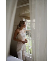 Antonio Melani x Style by Simkins Coordinating Sarah Linen Blend Rope Applique Sweetheart Neck Sleeveless Top