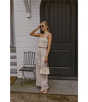 Antonio Melani x Style by Simkins Coordinating Sarah Linen Blend Rope Applique Sweetheart Neck Sleeveless Top