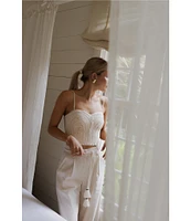 Antonio Melani x Style by Simkins Coordinating Sarah Linen Blend Rope Applique Sweetheart Neck Sleeveless Top