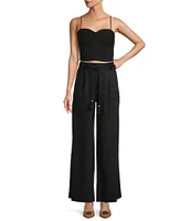 Antonio Melani x Style by Simkins Coordinating Sarah Linen Blend Rope Applique Sweetheart Neck Sleeveless Top