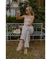 Antonio Melani x Style by Simkins Coordinating Sarah Linen Blend Rope Applique Sweetheart Neck Sleeveless Top