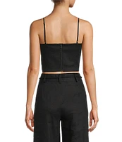 Antonio Melani x Style by Simkins Coordinating Sarah Linen Blend Rope Applique Sweetheart Neck Sleeveless Top