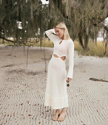 Antonio Melani x Style by Simkins Emily Long Sleeved Crochet Maxi Dress Swim Cover-Up
