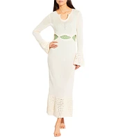 Antonio Melani x Style by Simkins Emily Long Sleeved Crochet Maxi Dress Swim Cover-Up