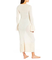 Antonio Melani x Style by Simkins Emily Long Sleeved Crochet Maxi Dress Swim Cover-Up