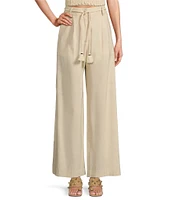 Antonio Melani x Style by Simkins Fran Linen Blend Coordinating Rope Belt Pants