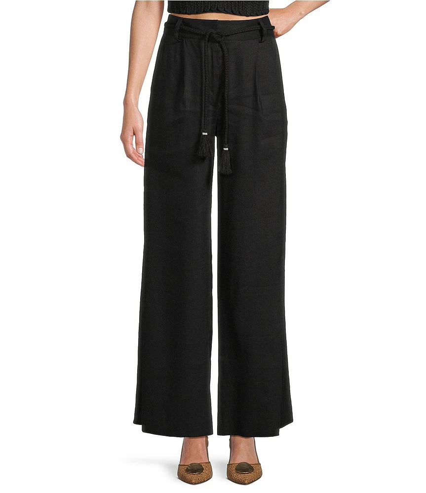 Antonio Melani x Style by Simkins Fran Linen Blend Coordinating Rope Belt Pants