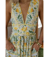 Antonio Melani x Style by Simkins Hannah Poplin V-Neck Sleeveless Belted Maxi Dress
