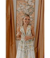 Antonio Melani x Style by Simkins Hannah Poplin V-Neck Sleeveless Belted Maxi Dress