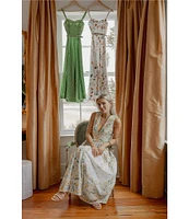 Antonio Melani x Style by Simkins Hannah Poplin V-Neck Sleeveless Belted Maxi Dress