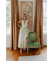 Antonio Melani x Style by Simkins Hannah Poplin V-Neck Sleeveless Belted Maxi Dress