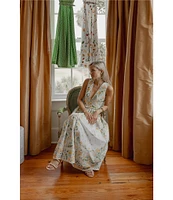 Antonio Melani x Style by Simkins Hannah Poplin V-Neck Sleeveless Belted Maxi Dress