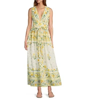 Antonio Melani x Style by Simkins Hannah Poplin V-Neck Sleeveless Belted Maxi Dress