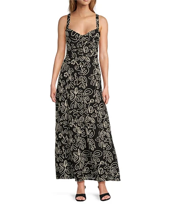Antonio Melani x Style by Simkins Kathleen Soutache Crochet Sweetheart Neck Sleeveless Dress