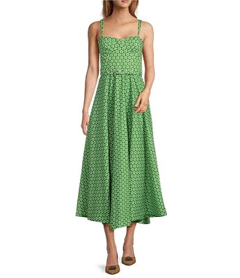 Antonio Melani x Style by Simkins Margo Printed Poplin Sweetheart Neck Sleeveless Dress