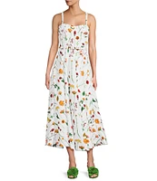 Antonio Melani x Style by Simkins Maybry Floral Print Poplin Sweetheart Neck Sleeveless Dress