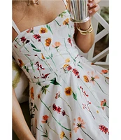 Antonio Melani x Style by Simkins Maybry Floral Print Poplin Sweetheart Neck Sleeveless Dress