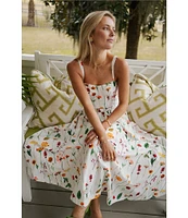 Antonio Melani x Style by Simkins Maybry Floral Print Poplin Sweetheart Neck Sleeveless Dress