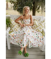 Antonio Melani x Style by Simkins Maybry Floral Print Poplin Sweetheart Neck Sleeveless Dress
