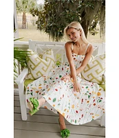 Antonio Melani x Style by Simkins Maybry Floral Print Poplin Sweetheart Neck Sleeveless Dress