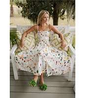 Antonio Melani x Style by Simkins Maybry Floral Print Poplin Sweetheart Neck Sleeveless Dress