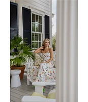 Antonio Melani x Style by Simkins Maybry Floral Print Poplin Sweetheart Neck Sleeveless Dress