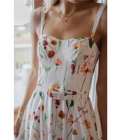 Antonio Melani x Style by Simkins Maybry Floral Print Poplin Sweetheart Neck Sleeveless Dress