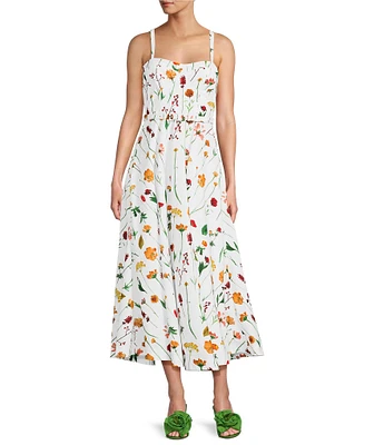 Antonio Melani x Style by Simkins Maybry Floral Print Poplin Sweetheart Neck Sleeveless Dress