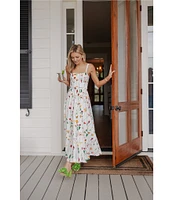 Antonio Melani x Style by Simkins Maybry Floral Print Poplin Sweetheart Neck Sleeveless Dress