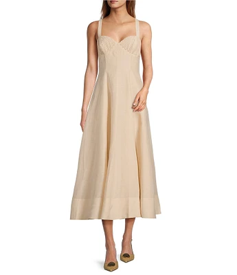 Antonio Melani x Style by Simkins Page Soutache Linen Blend Sweetheart Sleeveless Dress