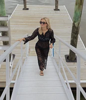 Antonio Melani x Style by Simkins Rhodes Long Sleeved Lace Dress Swim Cover-Up