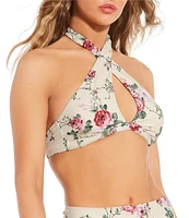 Antonio Melani x The Style Bungalow Miraflores Floral Print Cross Halter Swim Top