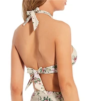 Antonio Melani x The Style Bungalow Miraflores Floral Print Cross Halter Swim Top