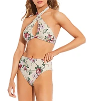 Antonio Melani x The Style Bungalow Miraflores Floral Print Cross Halter Swim Top