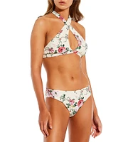 Antonio Melani x The Style Bungalow Miraflores Floral Print Cross Halter Swim Top