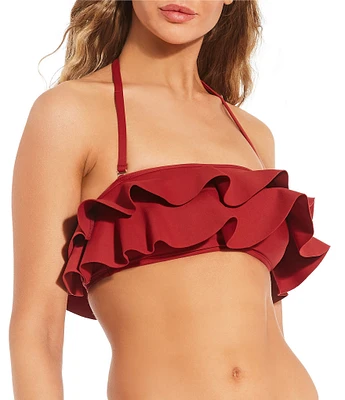 Antonio Melani x The Style Bungalow Rendezvous Bonded Ruffle Bandeau Swim Top