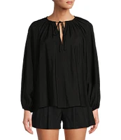 Antonio Melani Effie Long Sleeve Split V Tie Neck Blouse