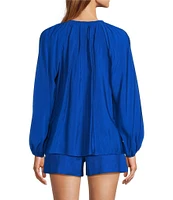 Antonio Melani Effie Long Sleeve Split V Tie Neck Blouse